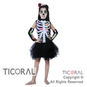 DISFRAZ CALAVERA NI�A CAND TALLE 3 x 1